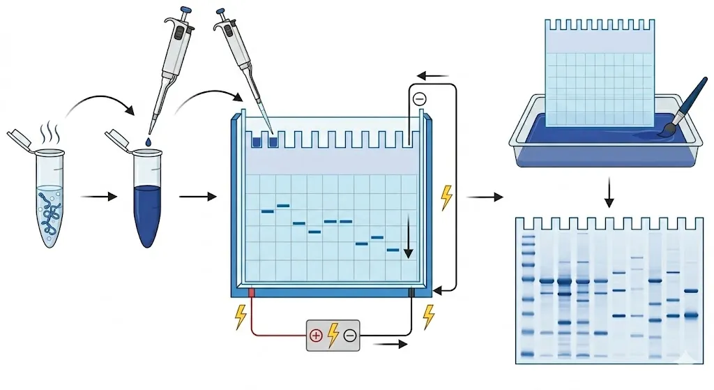 Diagram showing the SDS-page process.