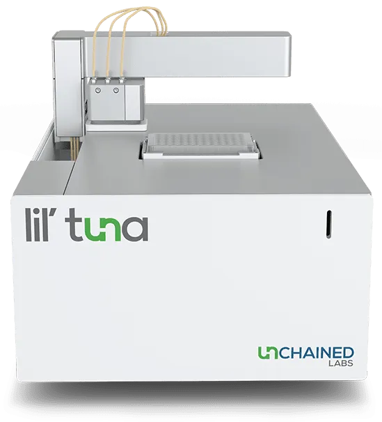 Lil’ Tuna benchtop buffer exchange system by Unchained Labs